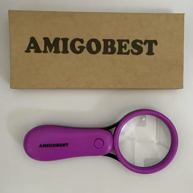 Alt view image 7 of 7 - Purple LED Magnifying Glass with Light, Microscope for Senior Reading, Lightweight Handheld Pocket Magnifier, Non-Breakable Lens, Portable Easy to Use, Jewellery, Coins, Inspection & Hobby Exploration