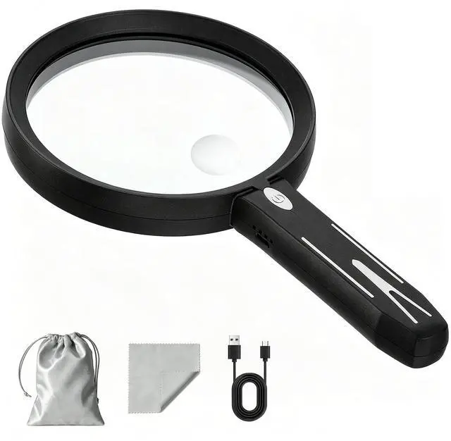 Main image of Magnifying Glass with Light, 5.1'' Large 10X Recharge Handheld Magnifier,