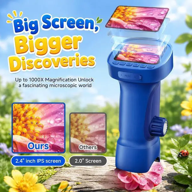 Alt view image 4 of 7 - 1000X Handheld Digital Microscope for Kids: Explorer 1080P Magnifying Glass