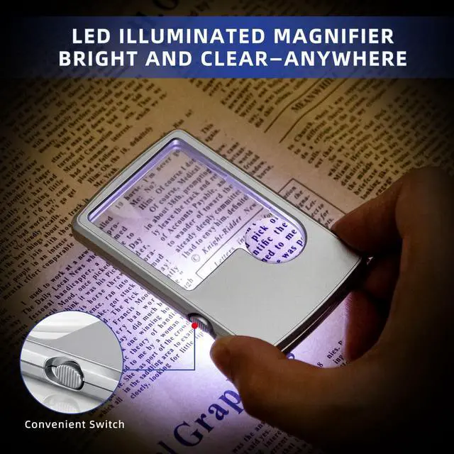 Alt view image 2 of 7 - 2PCS 3X 6X Magnifying Glass with Light, Mini Pocket Magnifying Glass, Portable Handheld Magnifier with Protective Sheath, Illuminated Lighted Magnifier for Reading, Coins, Hobby, Travel