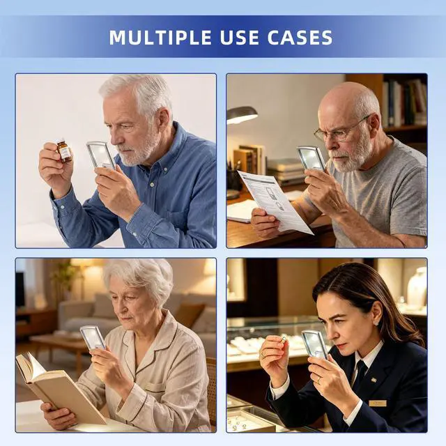 Alt view image 6 of 7 - 2PCS 3X 6X Magnifying Glass with Light, Mini Pocket Magnifying Glass, Portable Handheld Magnifier with Protective Sheath, Illuminated Lighted Magnifier for Reading, Coins, Hobby, Travel