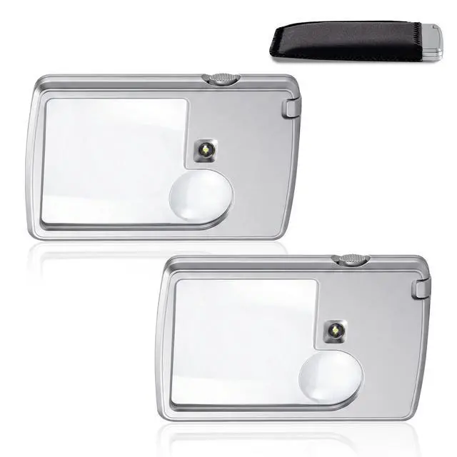 Alt view image 7 of 7 - 2PCS 3X 6X Magnifying Glass with Light, Mini Pocket Magnifying Glass, Portable Handheld Magnifier with Protective Sheath, Illuminated Lighted Magnifier for Reading, Coins, Hobby, Travel