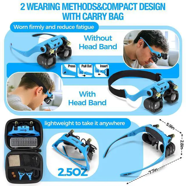 Alt view image 5 of 7 - Rechargeable Magnifying Glass with Light 2X-23X,5 Pairs Lens Combos