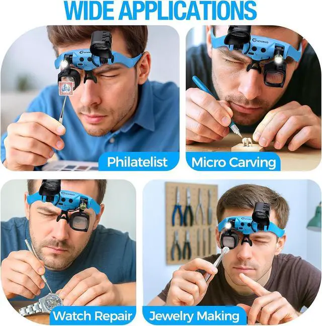Alt view image 7 of 7 - Rechargeable Magnifying Glass with Light 2X-23X,5 Pairs Lens Combos