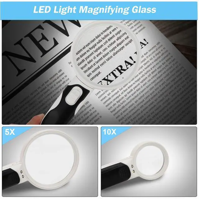 Alt view image 3 of 7 - 3PCS Magnifying Glass with Light Handheld Magnifier(2.5X & 5X & 16X)