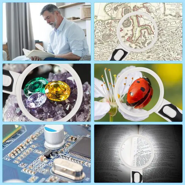 Alt view image 6 of 7 - 3PCS Magnifying Glass with Light Handheld Magnifier(2.5X & 5X & 16X)