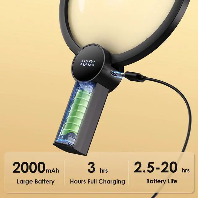 Alt view image 2 of 7 - Rechargeable Magnifying Glass with Light 5.1", 5X Magnifer Neck Wearable Hands Free & Handheld Large Lighted Desk Magnifying Glasses for Reading Booking Crafts Close Work Seniors
