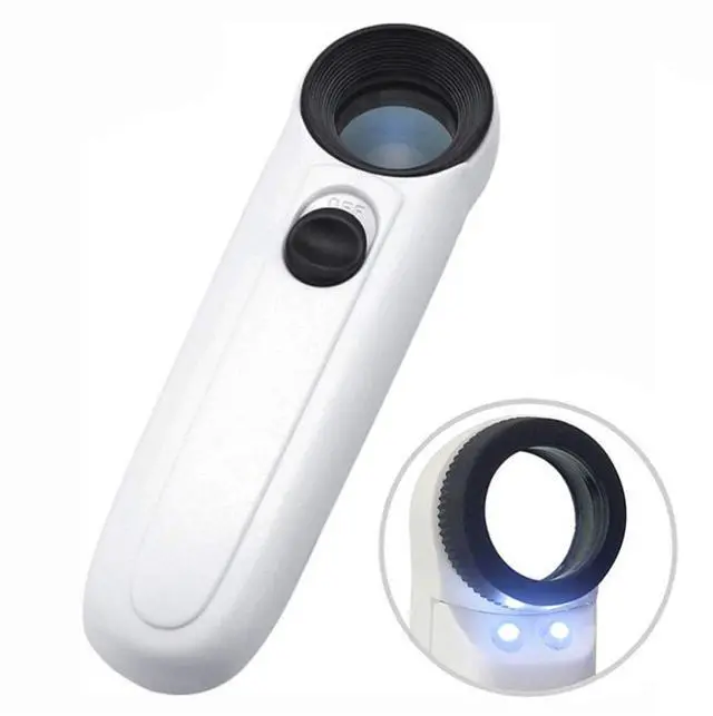 Main image of 40X Handheld Magnifier Magnifying Glass Loupe Lens for Reading Jewelry Watch Repair Tool with 2 LED Light