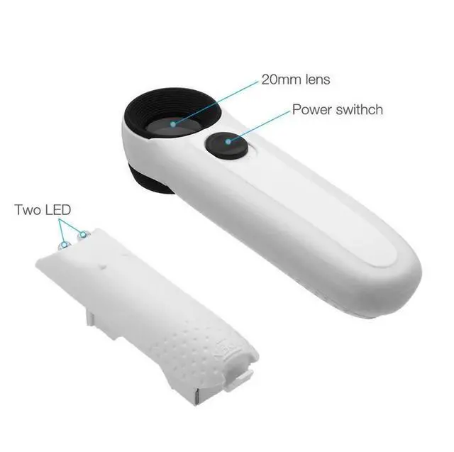 Alt view image 4 of 6 - 40X Handheld Magnifier Magnifying Glass Loupe Lens for Reading Jewelry Watch Repair Tool with 2 LED Light