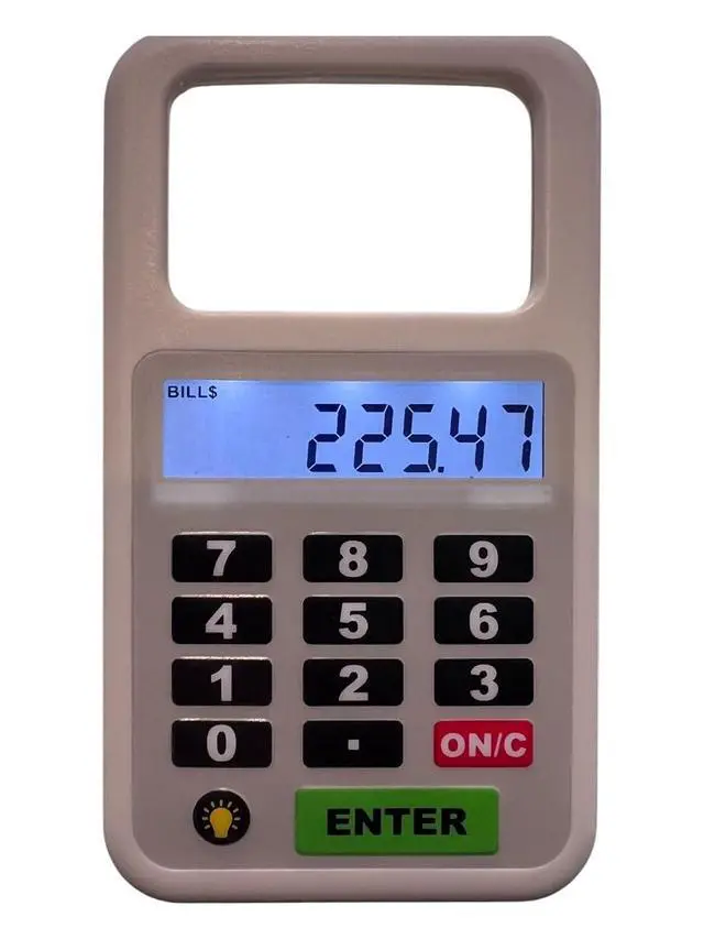 Alt view image 3 of 7 - Handheld Magnifying Glass with Light for Reading Small Print, with Built in Calculating Device to Figure Bill in Seconds