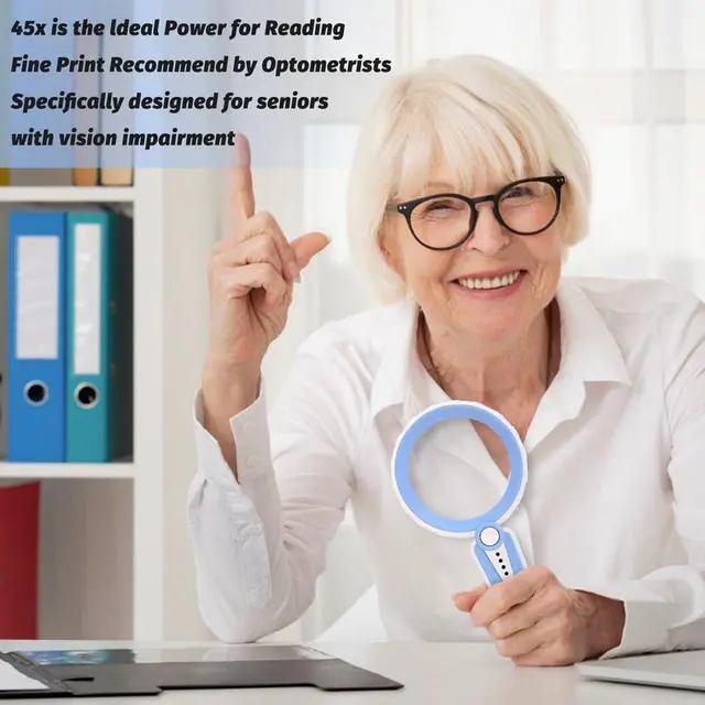 Alt view image 7 of 7 - 45X Magnifying Glass with Light, Rechargeable LED Magnifier, 6 Color Modes, 4.6" Large Lens, Handheld for Seniors Reading, Coins, Jewelry, Crafts