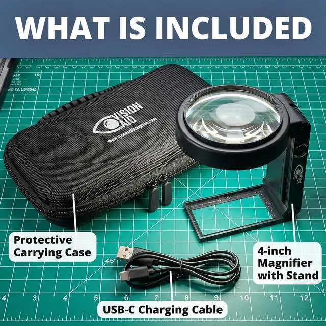 Alt view image 5 of 7 - 30X 10X Hands-Free Magnifying Glass with Stand, USB Rechargeable LED Light, Storage Case | Handheld Magnifier for Reading