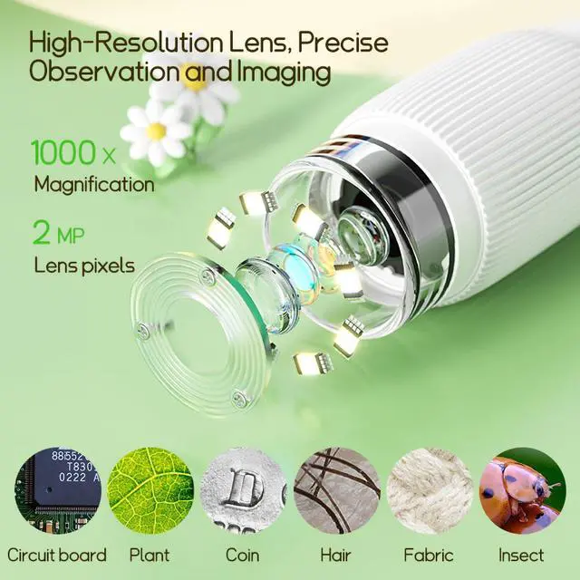 Alt view image 4 of 7 - Microscope for Kids - Portable Handheld Magnifying Glass for Girls | Mini Digital Microscope for Boys Educational Science Toys | Age 3 4 5 6 7 8 9 10 11 Years Old Kids Christmas Birthday Gifts