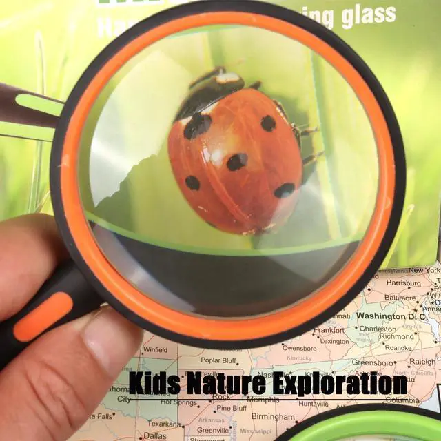 Alt view image 5 of 7 - 2 Pack Magnifying Glass,75mm 10X Handheld Shatterproof Magnifier Lens with Non-Slip Rubber Handle for Seniors/Kids Reading & Science/Explore,Large