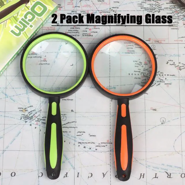 Alt view image 7 of 7 - 2 Pack Magnifying Glass,75mm 10X Handheld Shatterproof Magnifier Lens with Non-Slip Rubber Handle for Seniors/Kids Reading & Science/Explore,Large