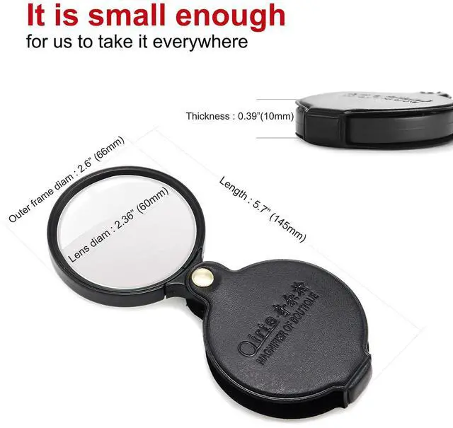 Alt view image 3 of 6 - 10x Small Pocket Magnifier Glass, Mini Folding Magnifying Lenses
