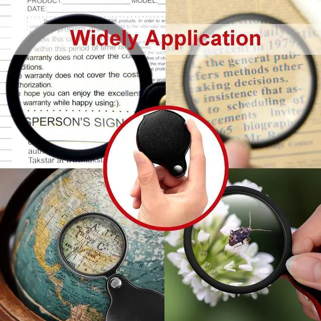 Alt view image 5 of 6 - 10x Small Pocket Magnifier Glass, Mini Folding Magnifying Lenses