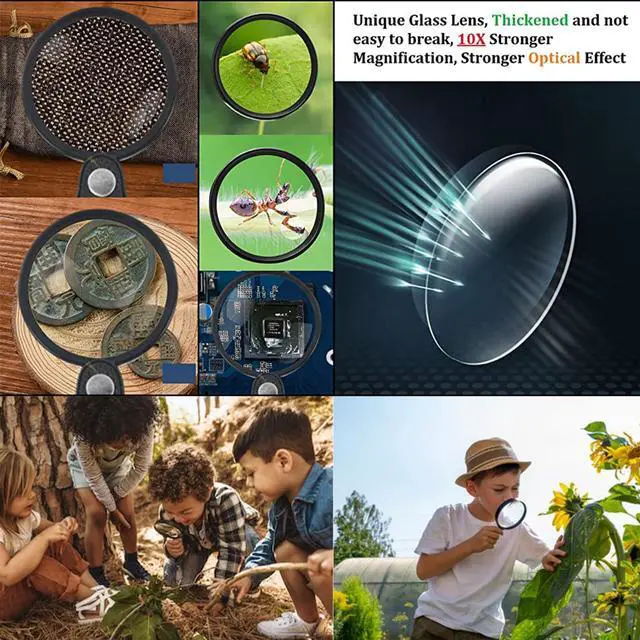 Alt view image 6 of 6 - 10x Small Pocket Magnifier Glass, Mini Folding Magnifying Lenses