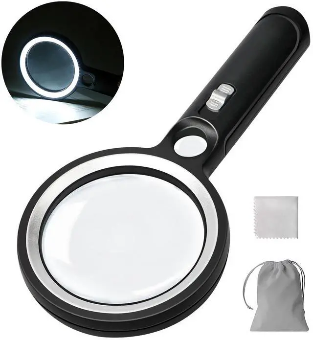 Main image of Handheld Magnifying Glass with Light, 10X 30X Optical Glass Magnifying Glass with 31 LEDs Lighted, The Essential Magnifier for Seniors, Reading, Puzzle, Coins, Jewelry, Inspection & Close Work