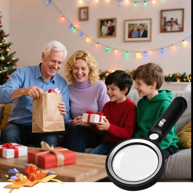 Alt view image 7 of 7 - Handheld Magnifying Glass with Light, 10X 30X Optical Glass Magnifying Glass with 31 LEDs Lighted, The Essential Magnifier for Seniors, Reading, Puzzle, Coins, Jewelry, Inspection & Close Work