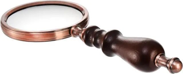 Alt view image 3 of 7 - 10X Antique Magnifying Glass, Brass Handheld Magnifier with Wooden Handle, Decorative Reading Magnifying Lens, Vintage Gift for Elderly, Senior