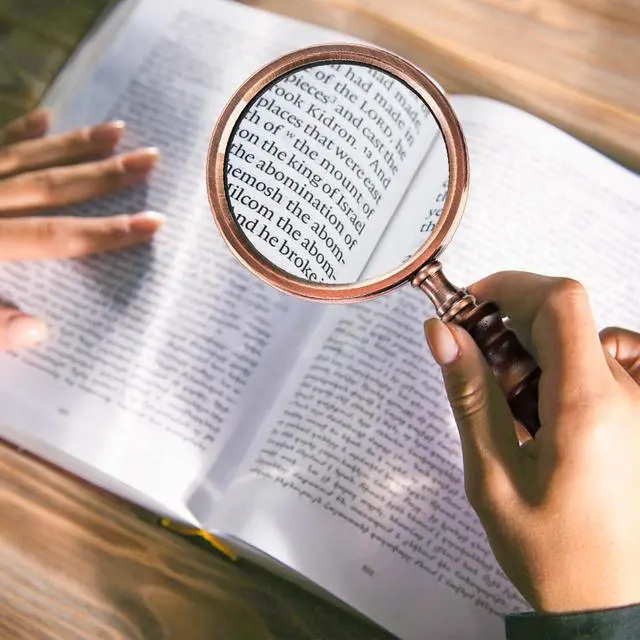 Alt view image 7 of 7 - 10X Antique Magnifying Glass, Brass Handheld Magnifier with Wooden Handle, Decorative Reading Magnifying Lens, Vintage Gift for Elderly, Senior