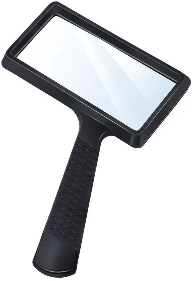 Main image of 5X Rectangle Reading Magnifier, Large Handheld Magnifying Glass Scratch Resistant Glass Lens Seniors Reading, Hobbies, Repair, Observation(Black)