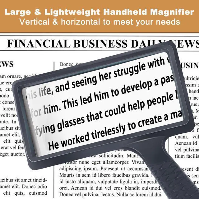 Alt view image 5 of 7 - 5X Rectangle Reading Magnifier, Large Handheld Magnifying Glass Scratch Resistant Glass Lens Seniors Reading, Hobbies, Repair, Observation(Black)