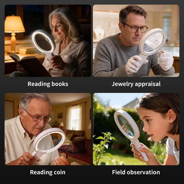 Alt view image 2 of 7 - Magnifying Glass with Light and Stand, 5.5-Inch Large Magnifier