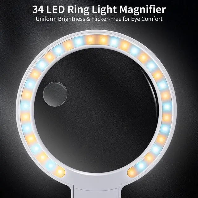 Alt view image 4 of 7 - Magnifying Glass with Light and Stand, 5.5-Inch Large Magnifier