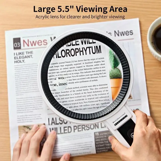 Alt view image 3 of 7 - Magnifying Glass with Light and Stand, 5.5-Inch Large Magnifier