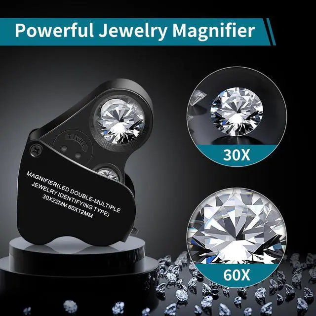 Alt view image 2 of 7 - 30X 60X Illuminated Jewelers Loupe Magnifier