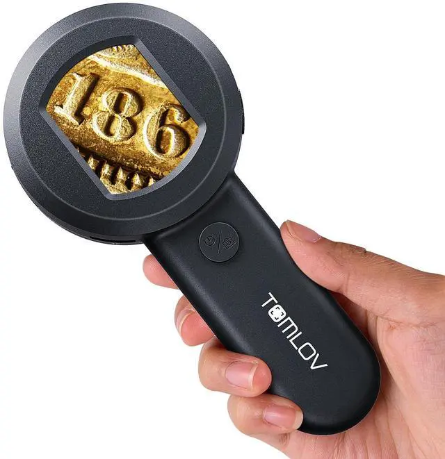 Main image of P10 Microscope for Adults Kids, Handheld Coin Magnifier with Light for Error Coins, Portable Trichome Magnifying Glass 100X, Collector Pocket Jewelers Loupe, Digital Microscope with 2" Screen