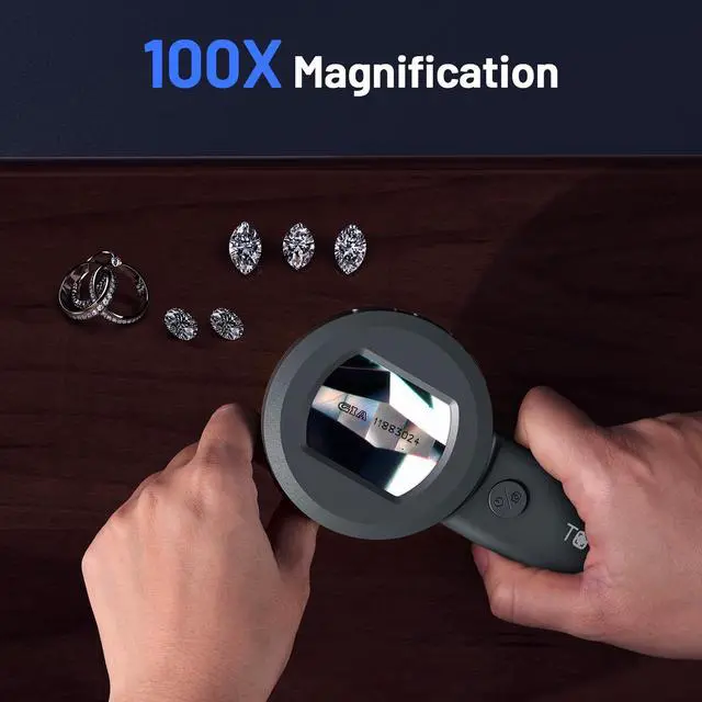 Alt view image 4 of 7 - P10 Microscope for Adults Kids, Handheld Coin Magnifier with Light for Error Coins, Portable Trichome Magnifying Glass 100X, Collector Pocket Jewelers Loupe, Digital Microscope with 2" Screen