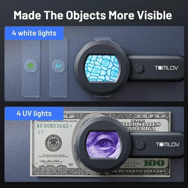 Alt view image 5 of 7 - P10 Microscope for Adults Kids, Handheld Coin Magnifier with Light for Error Coins, Portable Trichome Magnifying Glass 100X, Collector Pocket Jewelers Loupe, Digital Microscope with 2" Screen