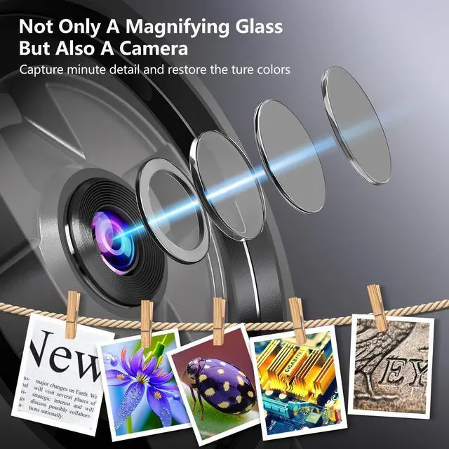 Alt view image 3 of 7 - 2inch Digital Magnifying Glass 100X Coin Magnifier with Lights