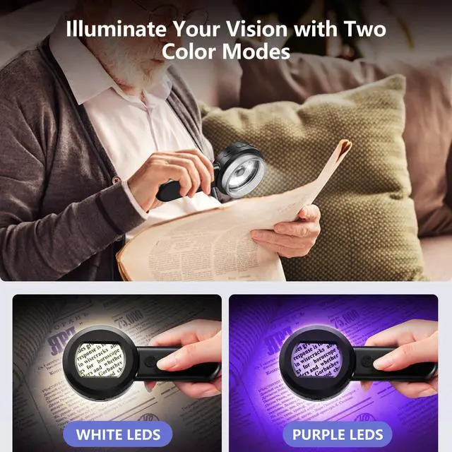 Alt view image 5 of 7 - 2inch Digital Magnifying Glass 100X Coin Magnifier with Lights