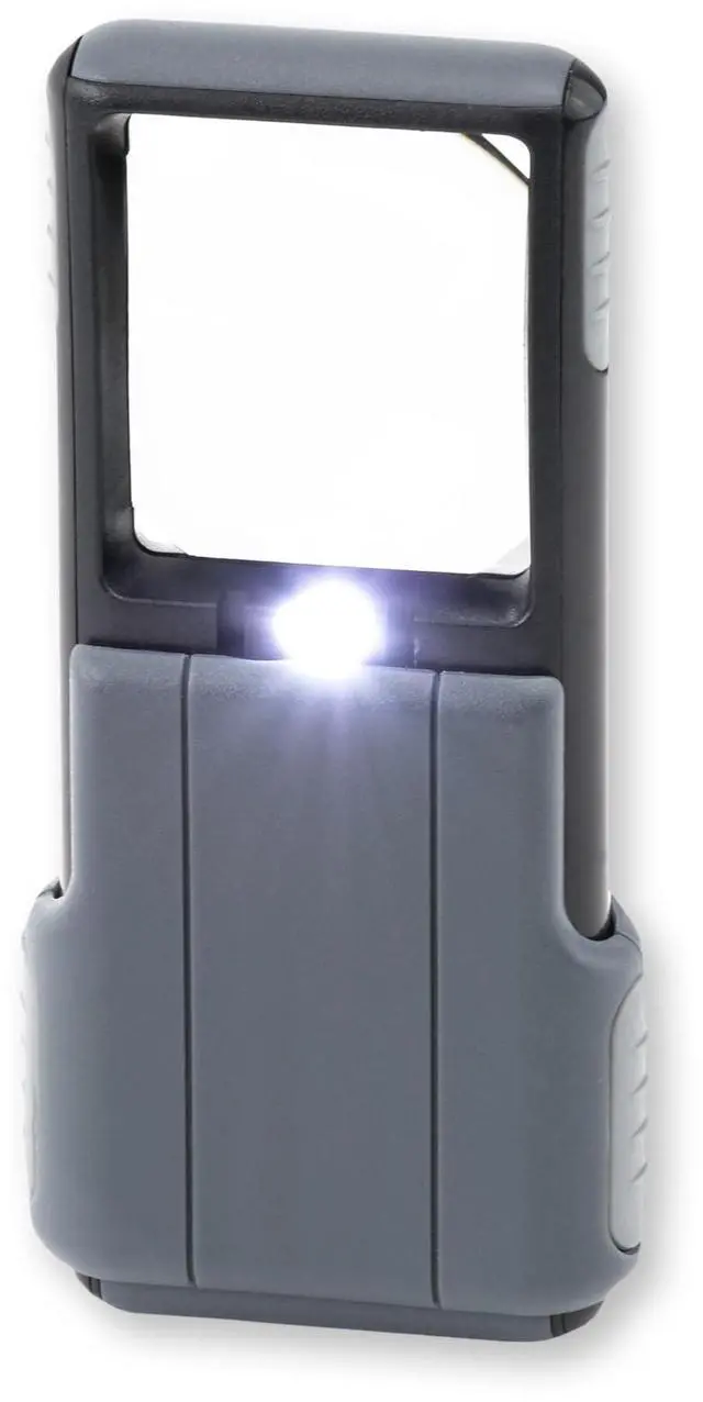 Main image of MiniBrite LED Lighted Slide-Out Aspheric Magnifier with Protective Sleeve (PO-55), 5X, Gray