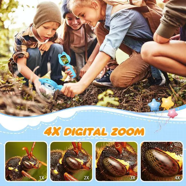 Alt view image 6 of 7 - Magnifying Glass for Kids, 100X 2 LCD Scrren Handheld Microscope