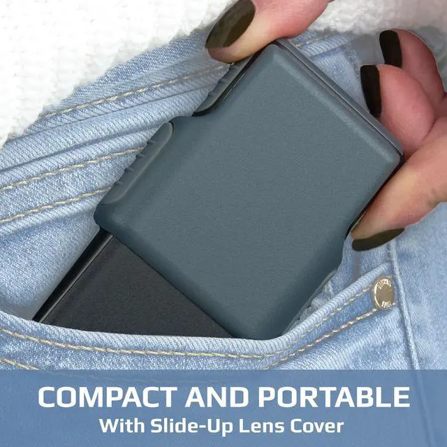 Alt view image 7 of 7 - MiniBrite LED Lighted Slide-Out Aspheric Magnifier with Protective Sleeve (PO-55), 5X, Gray