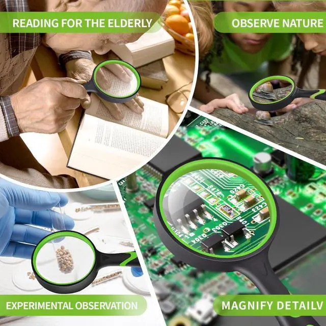 Alt view image 5 of 7 - 2-Set 75mm Hand-Held Reading Magnifier with Non-Slip Rubber Grip, Good for Senior Users, Hobby Exploring & Scientific Activities