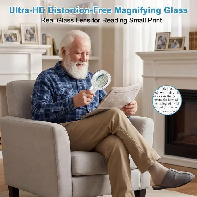 Alt view image 3 of 7 - Magnifying Glass with 12 LED Lights for Senior Reading, 10X