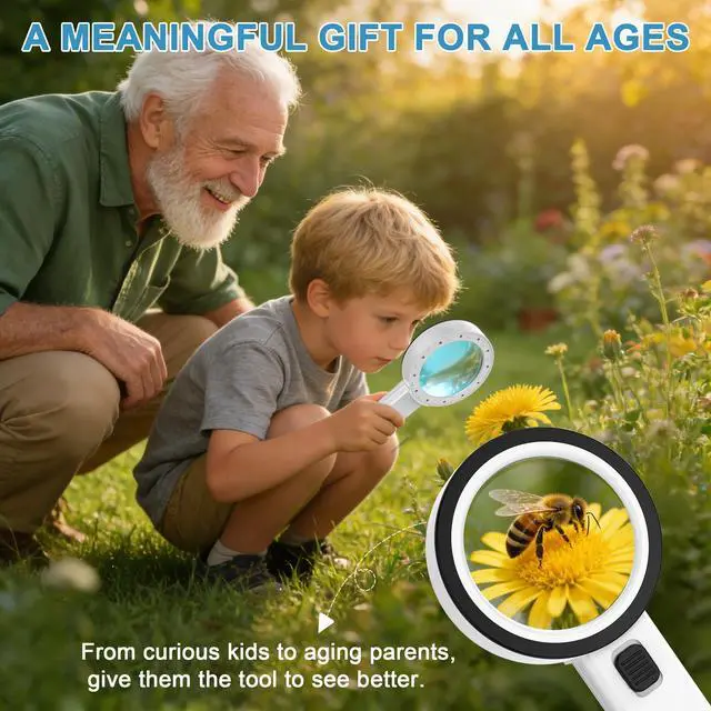Alt view image 5 of 7 - Magnifying Glass with 12 LED Lights for Senior Reading, 10X