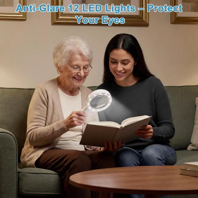 Alt view image 7 of 7 - Magnifying Glass with 12 LED Lights for Senior Reading, 10X