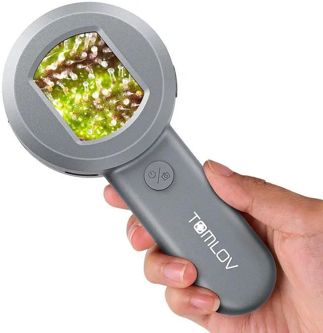 Main image of P10 Microscope for Adults Kids, Portable 100X Illuminated Jewelers Loupe, Handheld Coin Magnifier with Light for Collectors, Pocket Trichome Magnifying Glass, Digital Microscope with 2" Screen