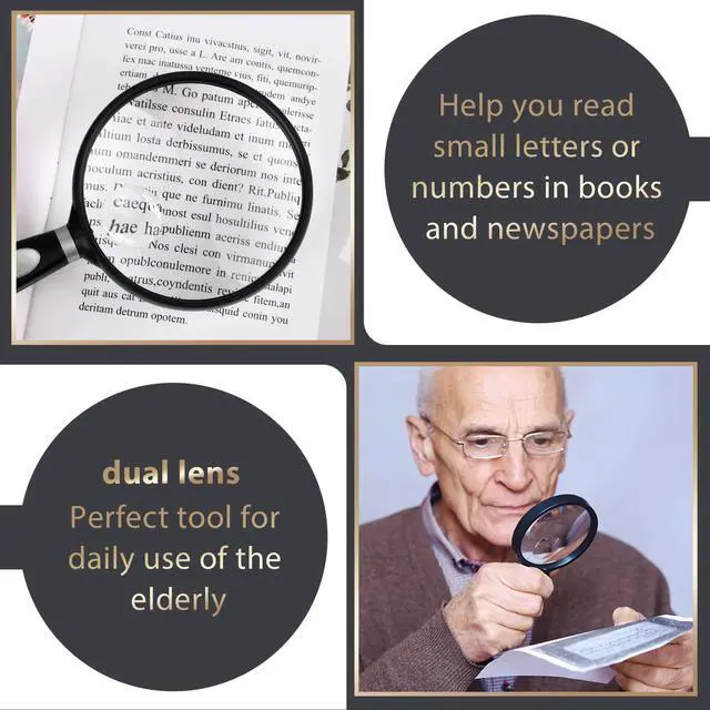 Alt view image 3 of 5 - Handheld Reading Magnifier, 10X Magnifier, 75mm Shatterproof Lens, Non-Slip Handle for Adults Close Work, Seniors Reading and Nature Exploration, Hobby Observation(Silver)