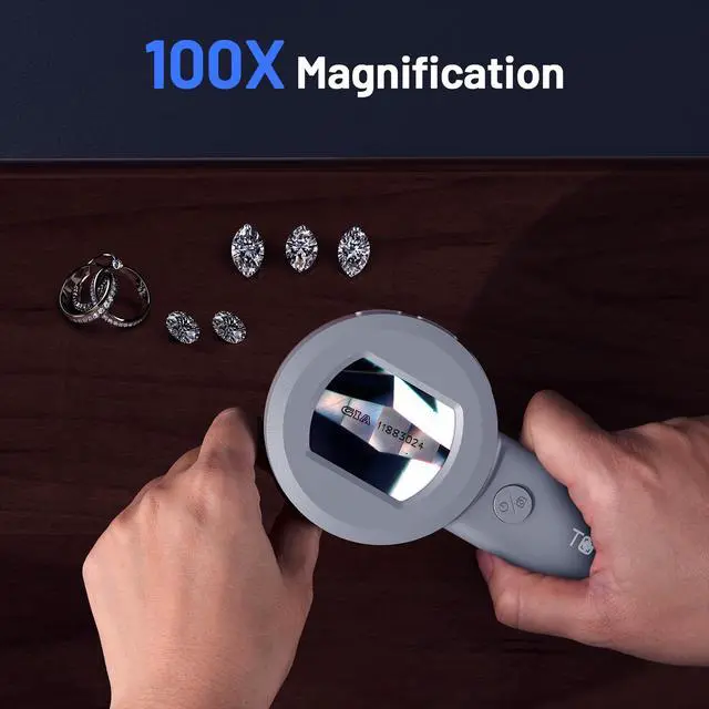 Alt view image 4 of 7 - P10 Microscope for Adults Kids, Portable 100X Illuminated Jewelers Loupe, Handheld Coin Magnifier with Light for Collectors, Pocket Trichome Magnifying Glass, Digital Microscope with 2" Screen