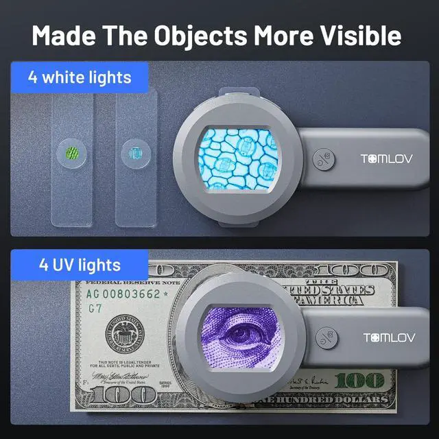 Alt view image 5 of 7 - P10 Microscope for Adults Kids, Portable 100X Illuminated Jewelers Loupe, Handheld Coin Magnifier with Light for Collectors, Pocket Trichome Magnifying Glass, Digital Microscope with 2" Screen