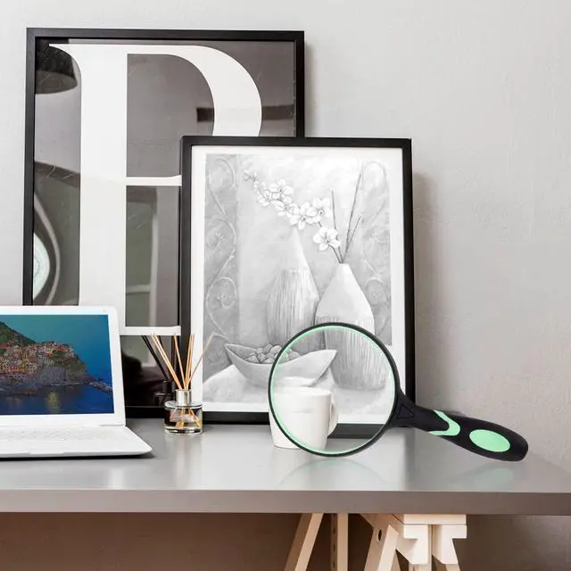 Alt view image 4 of 4 - Large Magnifying Glass 5X Handheld Reading Magnifier for Seniors & Kids - 100MM 4INCHES Real Glass Magnifying Lens for Book Newspaper Reading, Insect and Hobby Observation, Classroom Science (GREEN)
