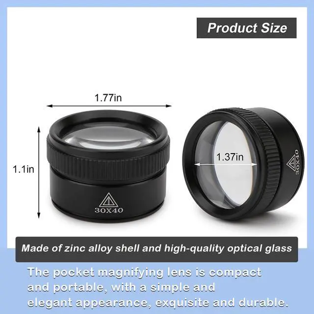 Alt view image 2 of 7 - 30X Portable Jewelers Loupe Pocket Handheld Magnifier